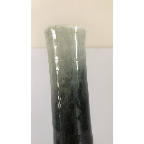 Image 1 of Vintage Accolay ceramic vase with grey-black-green gradient speckled pattern