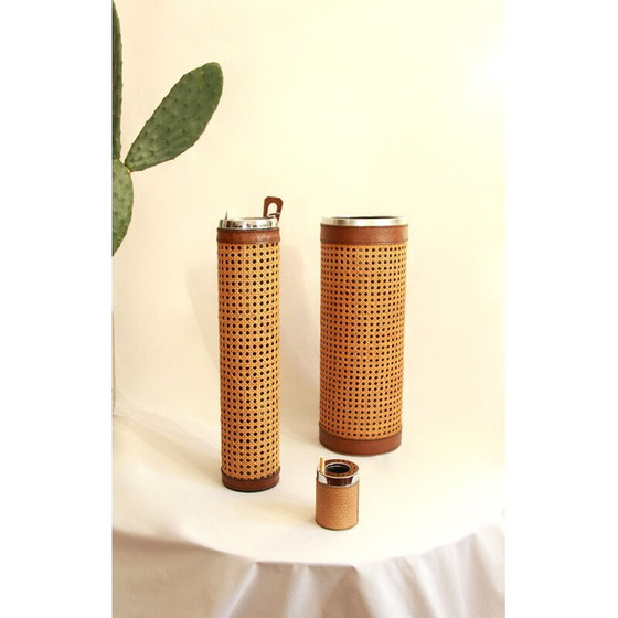 Image 1 of Vintage Paglia Viennese Straw Smoking Set Italy 1960s