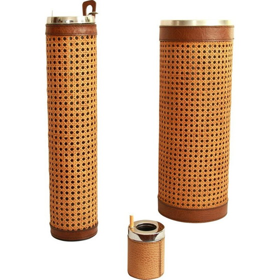 Image 1 of Vintage Paglia Viennese Straw Smoking Set Italy 1960s