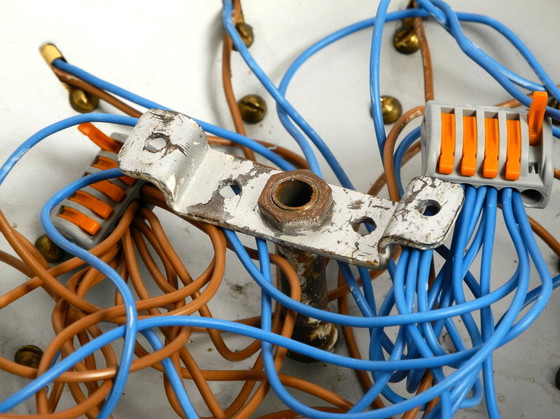 Image 1 of Bellissima lampada da soffitto Sputnik in ottone, stile Mid-Century Modern, a 12 bracci