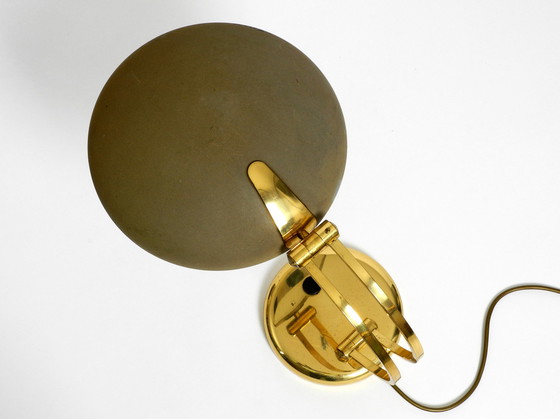 Image 1 of Huge 1970s brass table lamp with adjustable neck and shade from Hillebrand