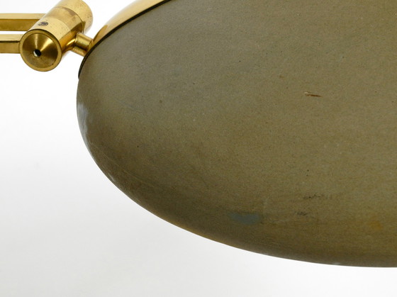 Image 1 of Huge 1970s brass table lamp with adjustable neck and shade from Hillebrand