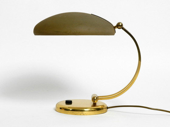 Image 1 of Huge 1970s brass table lamp with adjustable neck and shade from Hillebrand