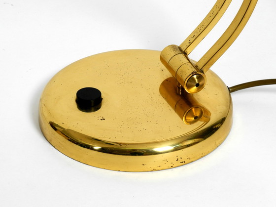 Image 1 of Huge 1970s brass table lamp with adjustable neck and shade from Hillebrand