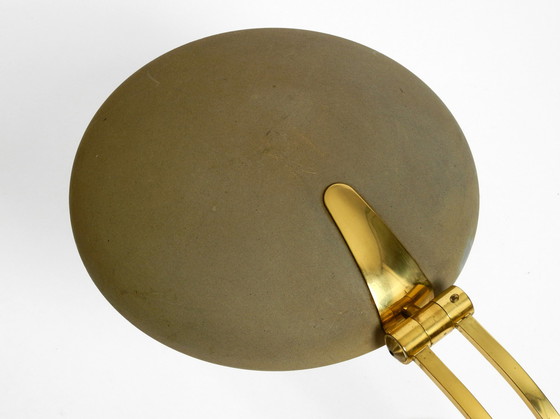 Image 1 of Huge 1970s brass table lamp with adjustable neck and shade from Hillebrand