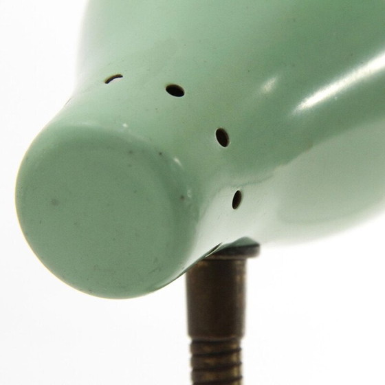 Image 1 of Lampada da tavolo italiana vintage in ottone e paralume colorato