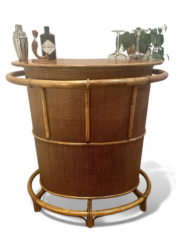 Image 1 of Tiki bar cocktail bar furniture rattan 1950's