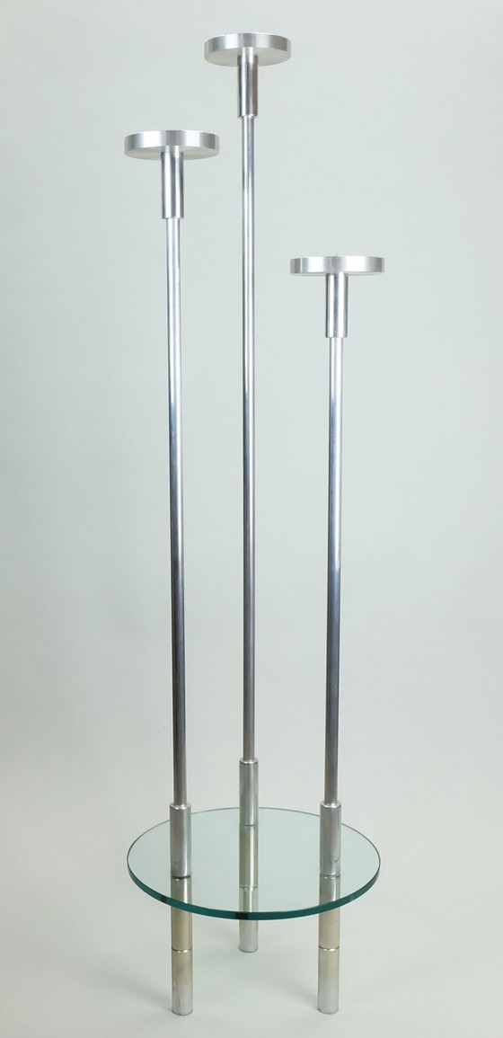 Image 1 of Large Knut Hesterberg Candle Holder Candelabra Stainless Steel And Glass 1970S