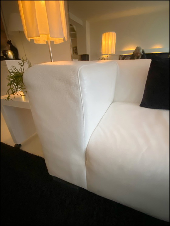 Image 1 of Three-seater Sofa White Leather Brand Montèl