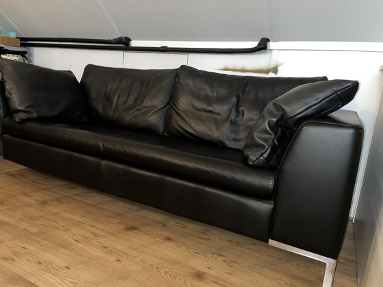 Image 1 of Montel Black Leather 2.5 Seater Sofa