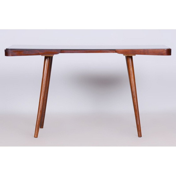 Image 1 of Mesa de centro de mediados de siglo en madera de haya y vidrio opaxit de Interier Praha, Chequia, década de 1960