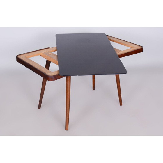 Image 1 of Mesa de centro de mediados de siglo en madera de haya y vidrio opaxit de Interier Praha, Chequia, década de 1960