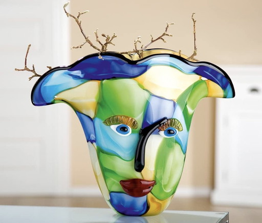 Hand-blown glass vase.