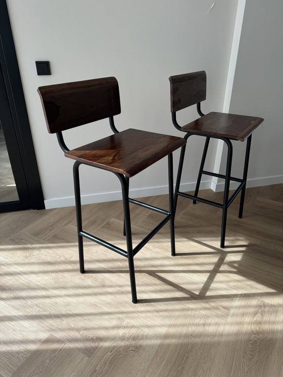 Image 1 of 4x Talia Barstool Of Solid Rosewood And Metal