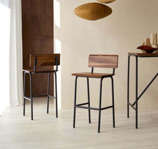 4x Talia Barstool Of Solid Rosewood And Metal