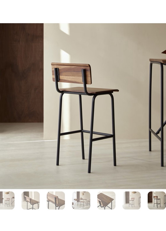 Image 1 of 4x Talia Barstool Of Solid Rosewood And Metal