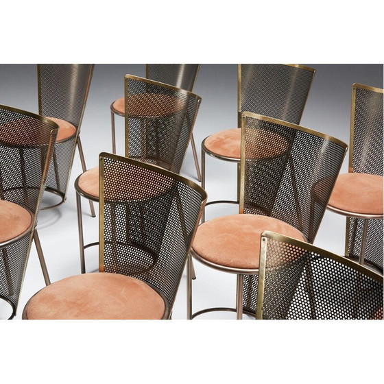 Image 1 of Set di 12 sedie vintage in ottone Expo '92 di Frans Van Praet, 1992