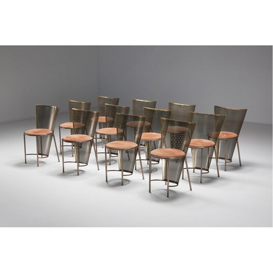 Image 1 of Set di 12 sedie vintage in ottone Expo '92 di Frans Van Praet, 1992