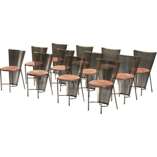 Set of 12 vintage Expo '92 brass chairs by Frans Van Praet, 1992