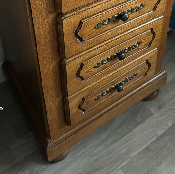 Image 1 of 5-Drawer Oak Cabinet