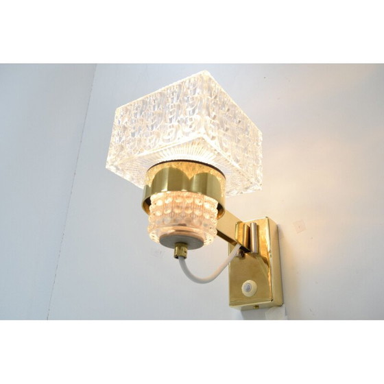 Image 1 of Lampada da parete vintage in vetro e ottone di Lidokov, Cecoslovacchia 1960