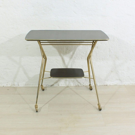 Image 1 of Carrello da portata vintage in ottone e plastica, 1950