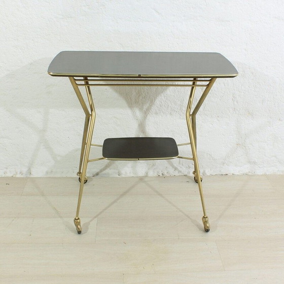 Image 1 of Carrello da portata vintage in ottone e plastica, 1950