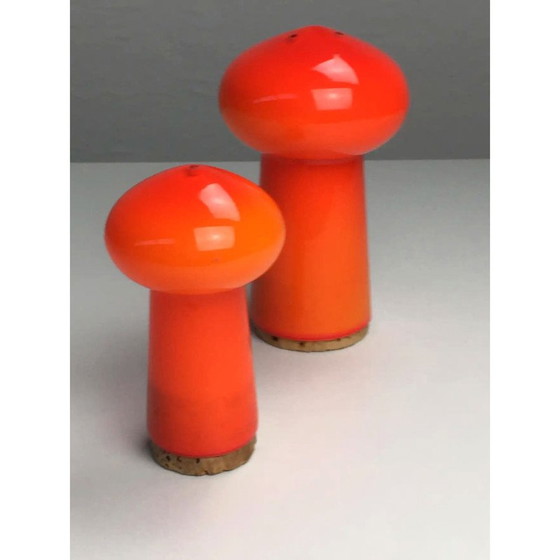 Image 1 of Vintage handblown Danish salt and pepper set in glass by Michael Bang for Holmegaard, 1970s