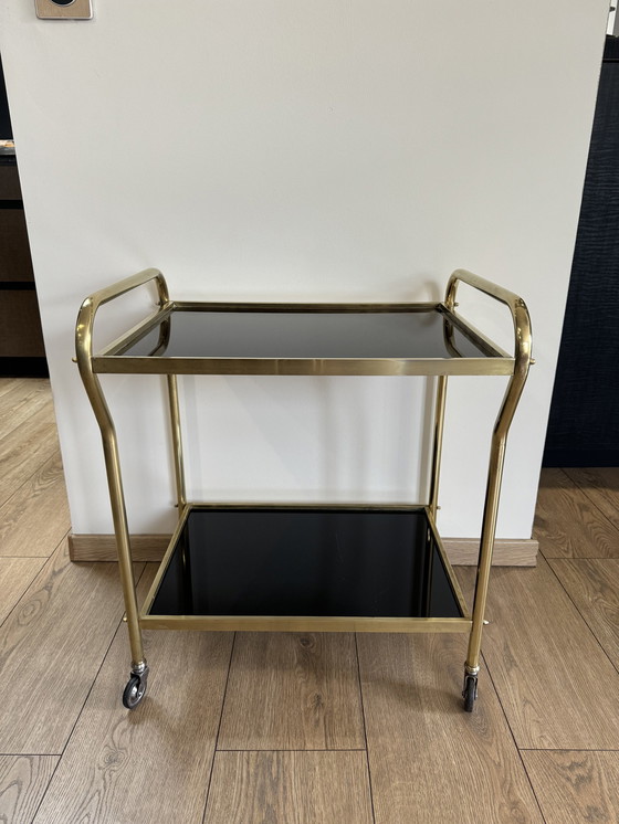 Image 1 of Rolling Sideboard Year 50/60 Gold And Black