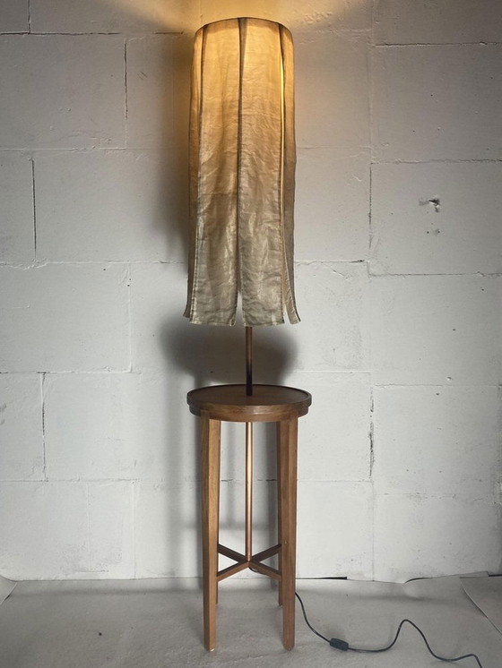 Image 1 of Floor Lamps With Silk Shades By  Jan Des Bouvrie