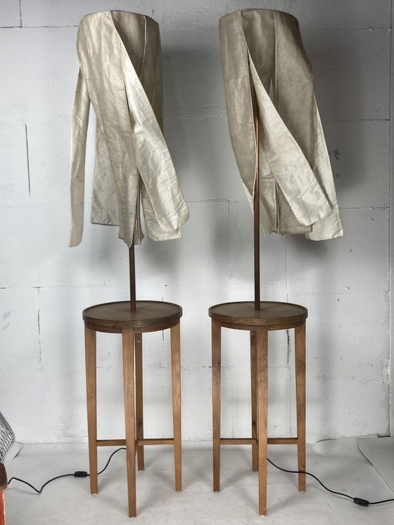 Image 1 of Floor Lamps With Silk Shades By  Jan Des Bouvrie