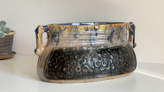 Image 1 of Fioriera Barbotine in ceramica smaltata vintage