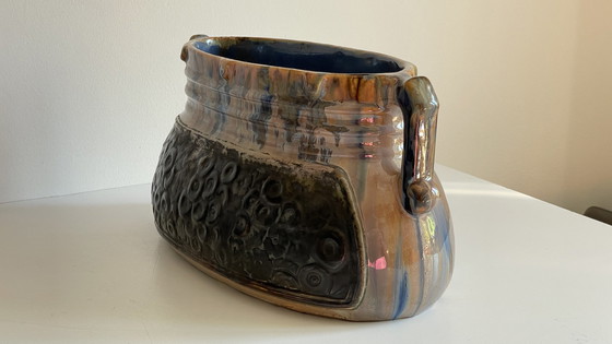 Image 1 of Fioriera Barbotine in ceramica smaltata vintage