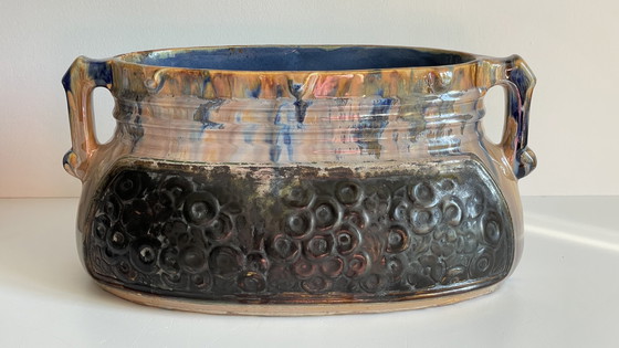 Image 1 of Fioriera Barbotine in ceramica smaltata vintage