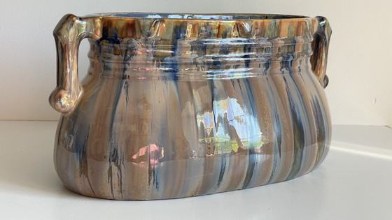 Image 1 of Fioriera Barbotine in ceramica smaltata vintage