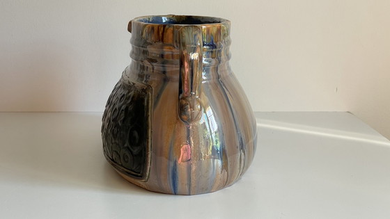 Image 1 of Fioriera Barbotine in ceramica smaltata vintage