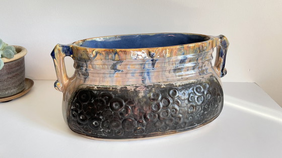 Image 1 of Fioriera Barbotine in ceramica smaltata vintage