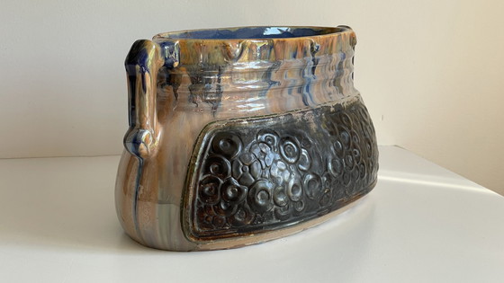 Image 1 of Fioriera Barbotine in ceramica smaltata vintage