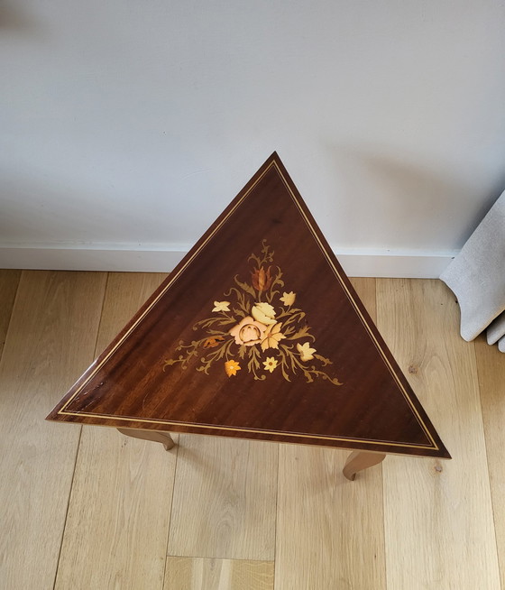 Image 1 of Italian triangular music table with Swiss music box, Italy, 1970s