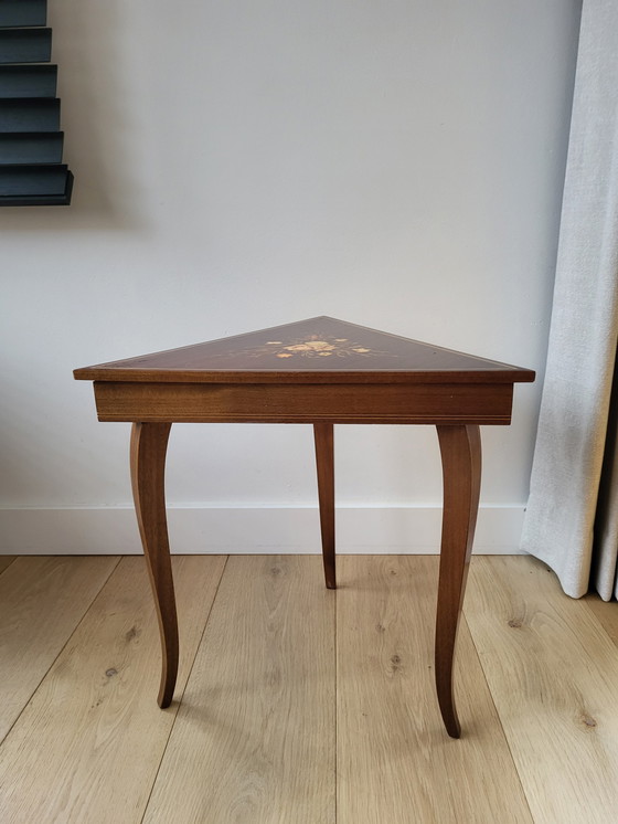 Image 1 of Italian triangular music table with Swiss music box, Italy, 1970s