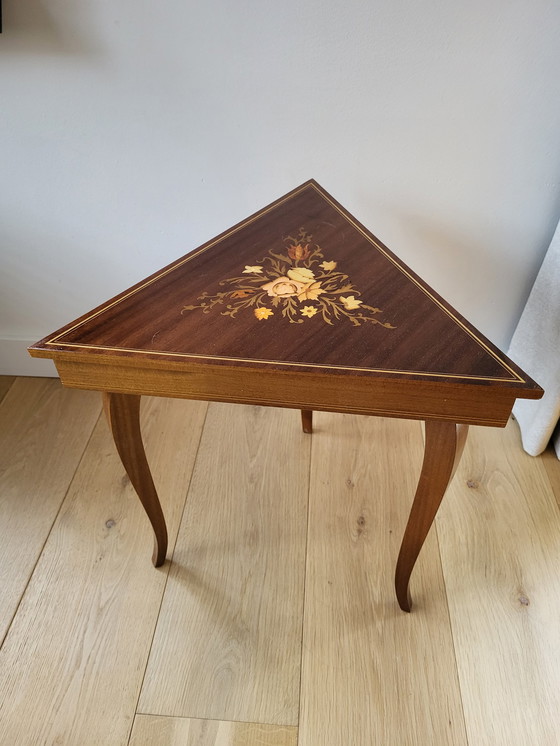 Image 1 of Italian triangular music table with Swiss music box, Italy, 1970s