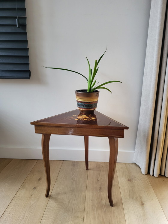 Image 1 of Italian triangular music table with Swiss music box, Italy, 1970s