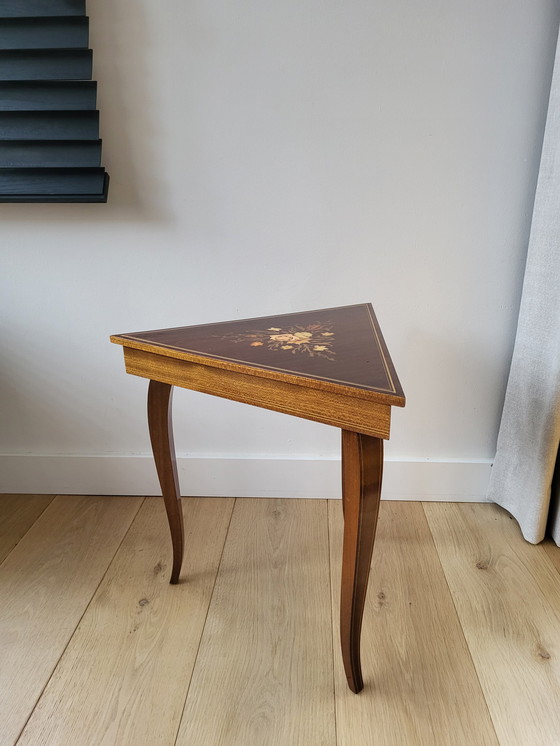 Image 1 of Italian triangular music table with Swiss music box, Italy, 1970s