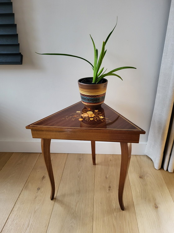 Image 1 of Italian triangular music table with Swiss music box, Italy, 1970s