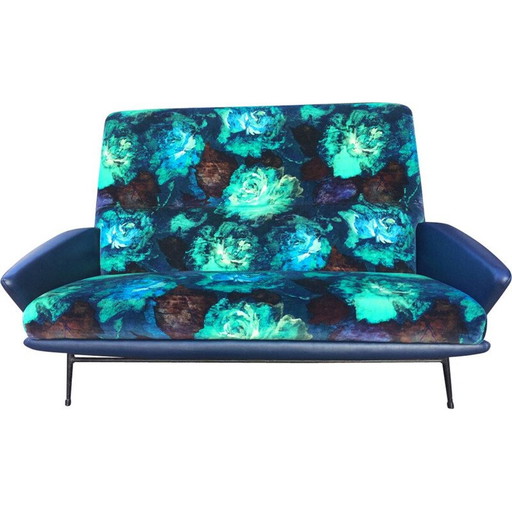 Vintage velvet and skai sofa by Guy Besnard for Designers Guild, 1960