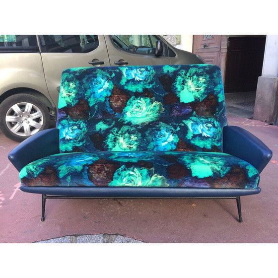 Image 1 of Vintage velvet and skai sofa by Guy Besnard for Designers Guild, 1960