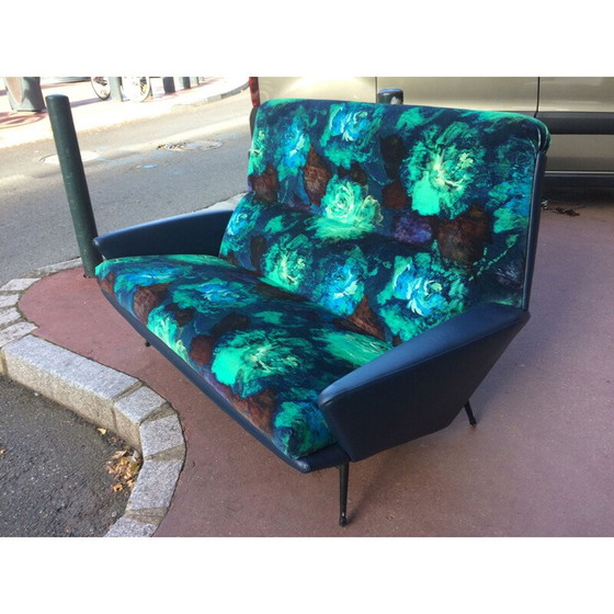 Image 1 of Vintage velvet and skai sofa by Guy Besnard for Designers Guild, 1960