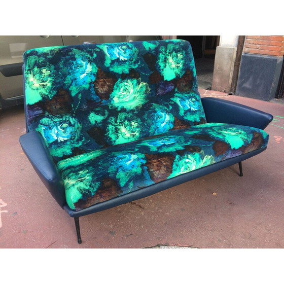 Image 1 of Vintage velvet and skai sofa by Guy Besnard for Designers Guild, 1960
