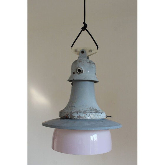 Image 1 of Pair of vintage aluminum and grey alloy pendant lamp, Italy 1970