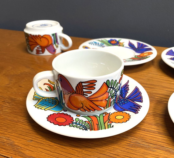 Image 1 of Set Of 4 Mokka Cups And Saucers, Acapulco Design By Villeroy & Boch.